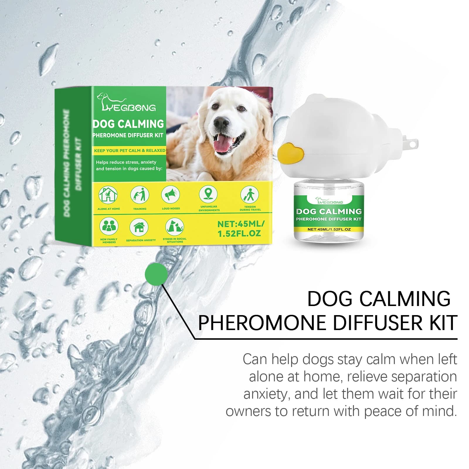 Kit diffuseur apaisant pour chien – Pour soulager l'anxiété des animaux de compagnie et soulager le stress dans les nouveaux environnements de maison