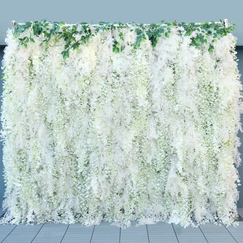 Tissu enroulable en glycine 5D pour rideau mural, mur de fleurs. Plafond, mur de plantes, arrangement d'arrière-plan de mariage