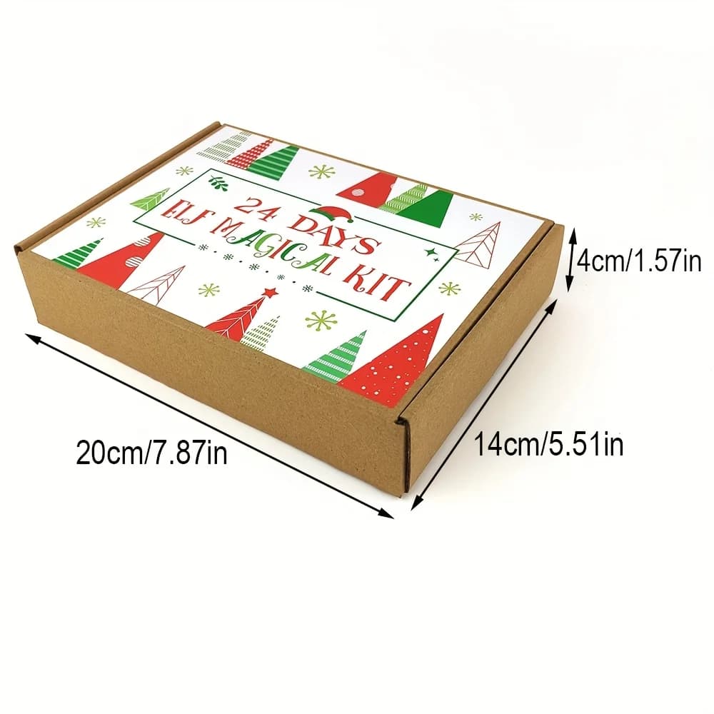Kit elfe 24 jours avec 24 accessoires d'elfe et 12 activités d'elfe-calendrier de compte à rebours d'elfe de noël avec maison d'elfe, nourriture d'elfe, artisanat et jeux d'elfe