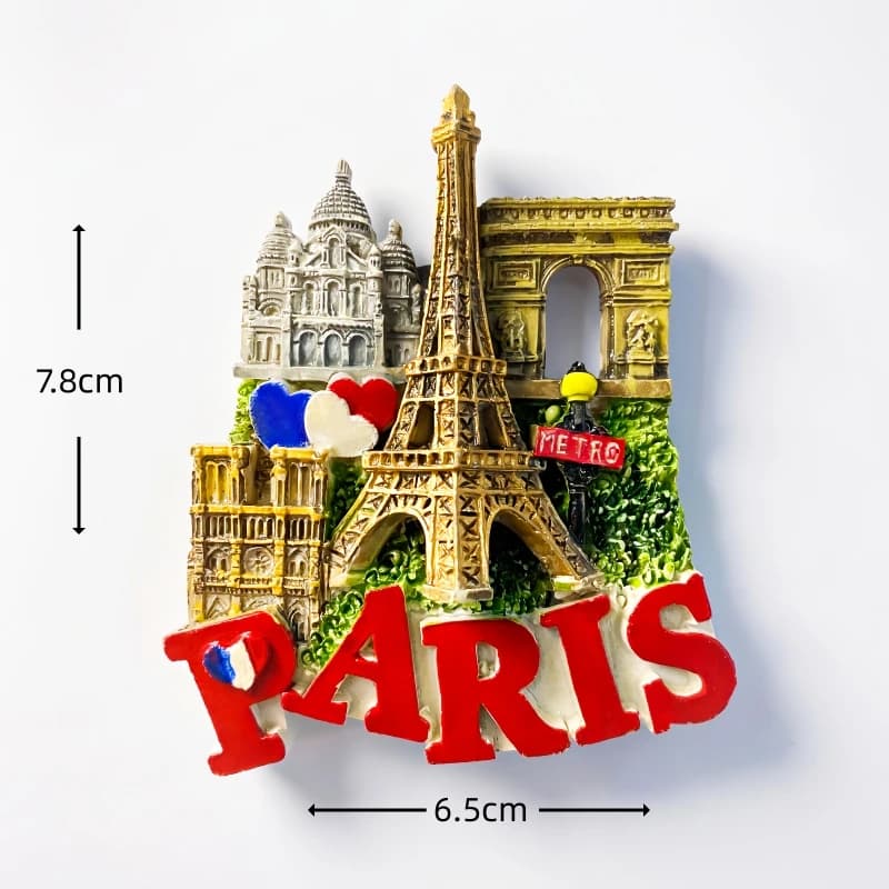 France, Paris, résine créative, dessiné à la main, Souvenir touristique, décoration 3D, artisanat, autocollants de réfrigérateur magnétiques, cadeaux