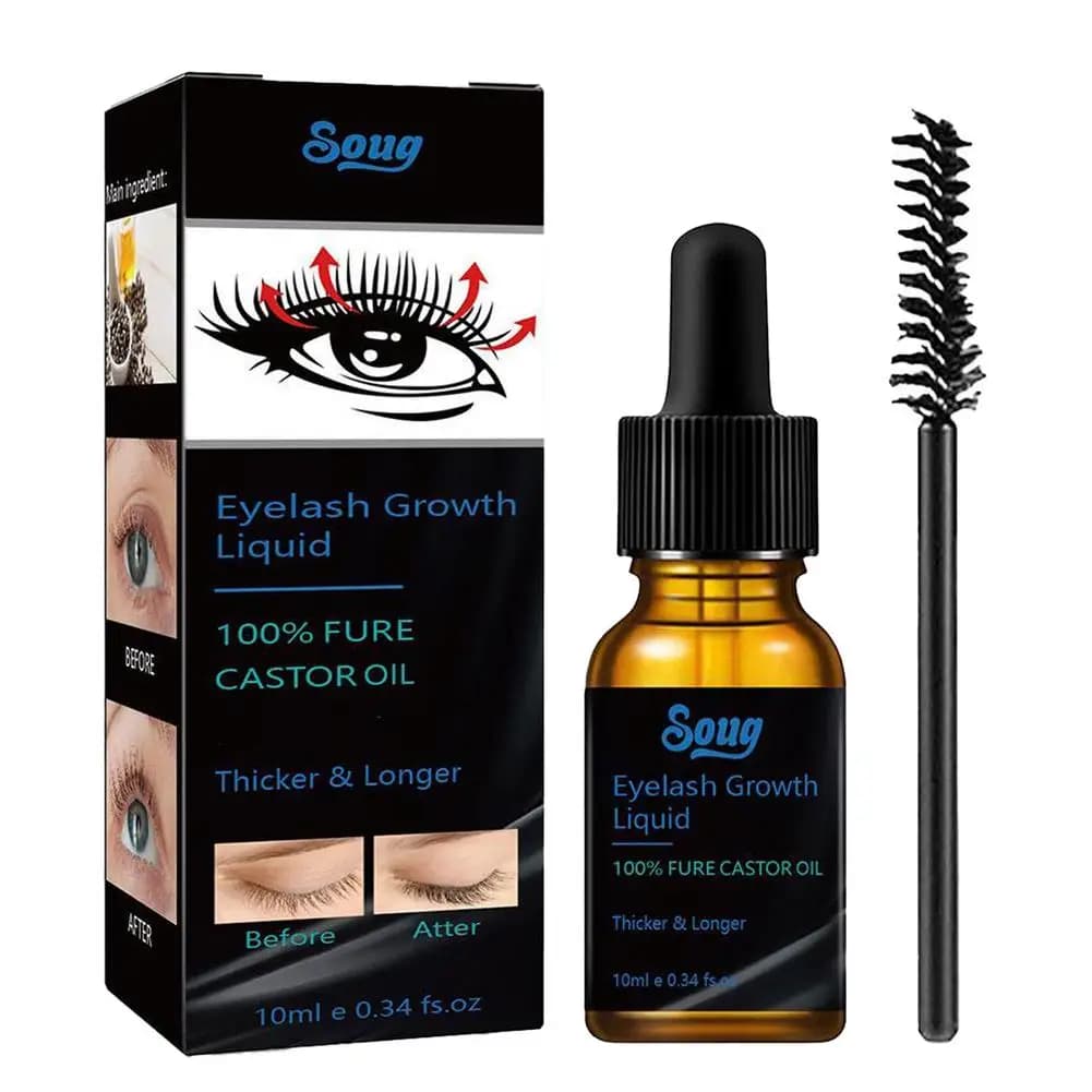 Sérum Liquide Naturel pour la Croissance des Sourcils et des Cils, Épaississant, Allongeant et Courbant, à l'Huile de Ricin, Produit de Maquillage Féminin