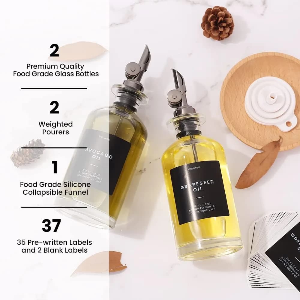 Distributeur d'huile et de vinaigre avec bec en métal, Pot d'huile anti-fuite, récipient d'assaisonnement, distributeur de bouteilles en verre de cuisine