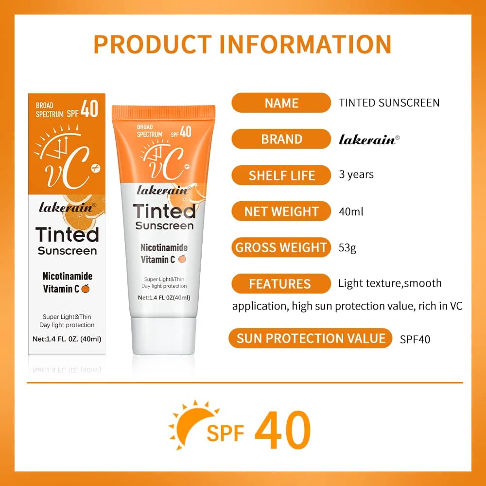 Fond de teint crème solaire à la vitamine C, vitamine E, éclaircissant et filtrant, retarde le vieillissement et réduit les ridules de la peau