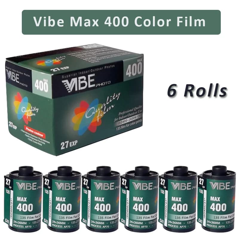 1 rouleau/5 rouleau/6 rouleau/10 rouleau VIBE Max 400 film couleur ISO 400 135 film négatif 27EXP/rouleau pour appareil photo à Film VIBE 501F et 135 caméra
