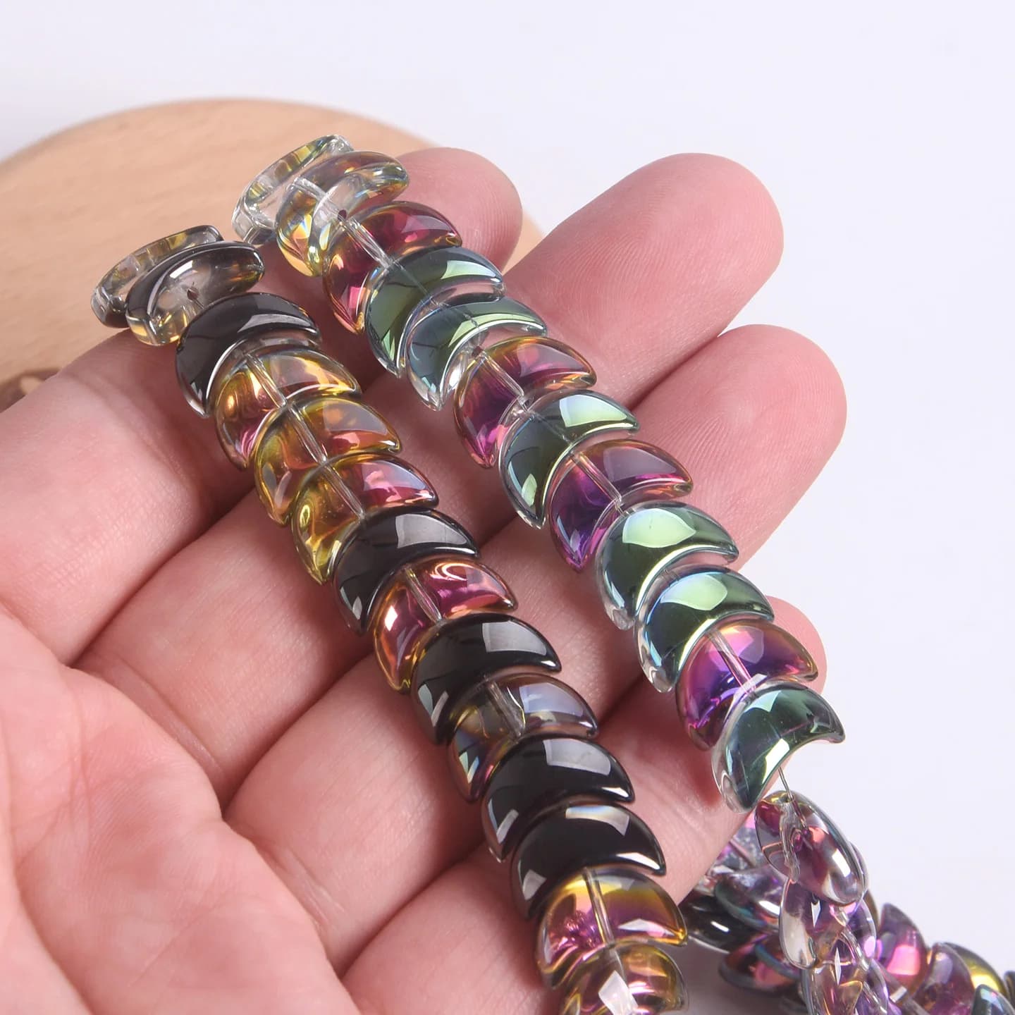 10 pièces en forme de croissant de lune 14x9mm perles en verre de cristal plaqué coloré en vrac pour la fabrication de bijoux résultats d'artisanat de bricolage