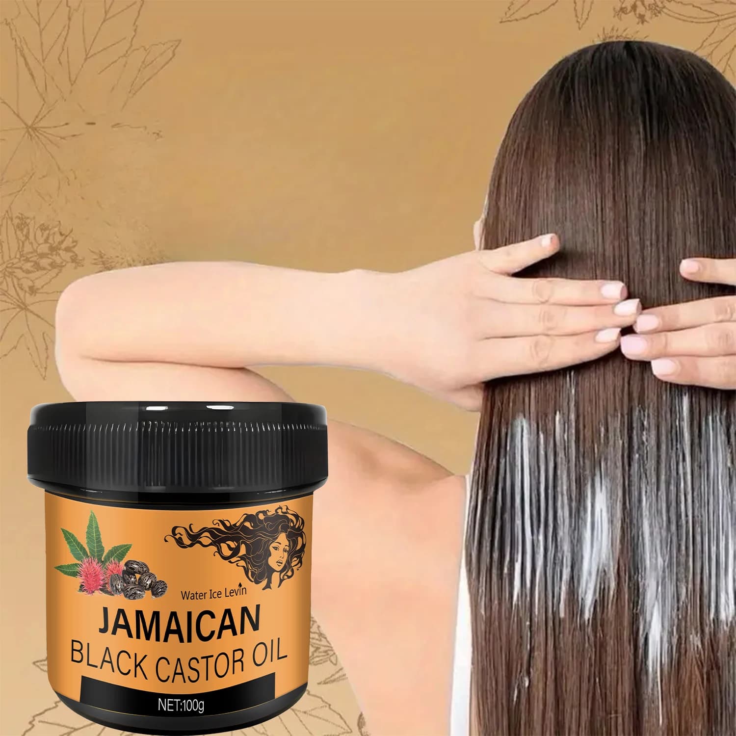 Huile de ricin noire jamaïcain 100g, cire capillaire hydratante, amélioration de la qualité des cheveux, améliore la sécheresse et la pellicule, adaptée à tous les types de cheveux, adaptée aux hommes