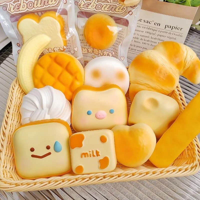Jouet anti-stress créatif en forme de pain grillé moelleux à récupération lente, populaire sur internet, doux et humide, à pincer, mignon, pour la décompression