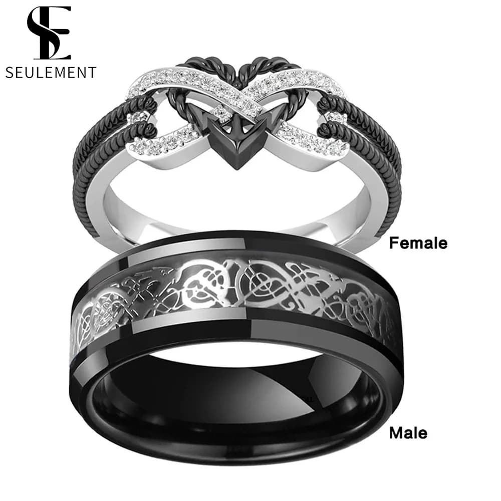 Seulement Love – bagues de Couple en forme de cœur infini noir pour femmes et hommes, bijoux en acier inoxydable pour nouvelle annonce, accessoires gothiques