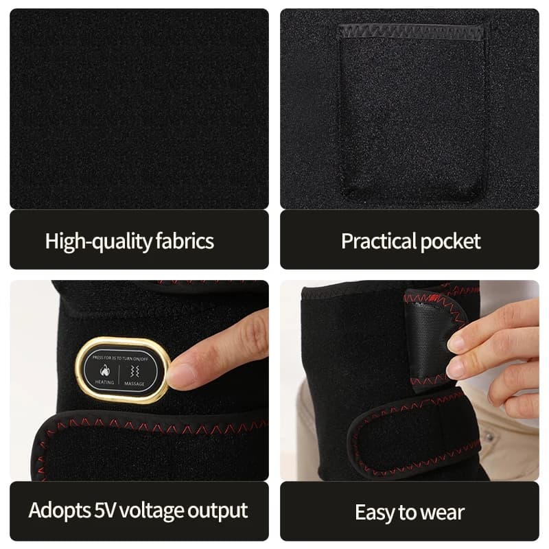Enveloppe chauffante massante pour le coude - 3 niveaux de chaleur et de vibration pour la relaxation musculaire, le confort articulaire et les soins quotidiens pour les amateurs de fitness et les sen