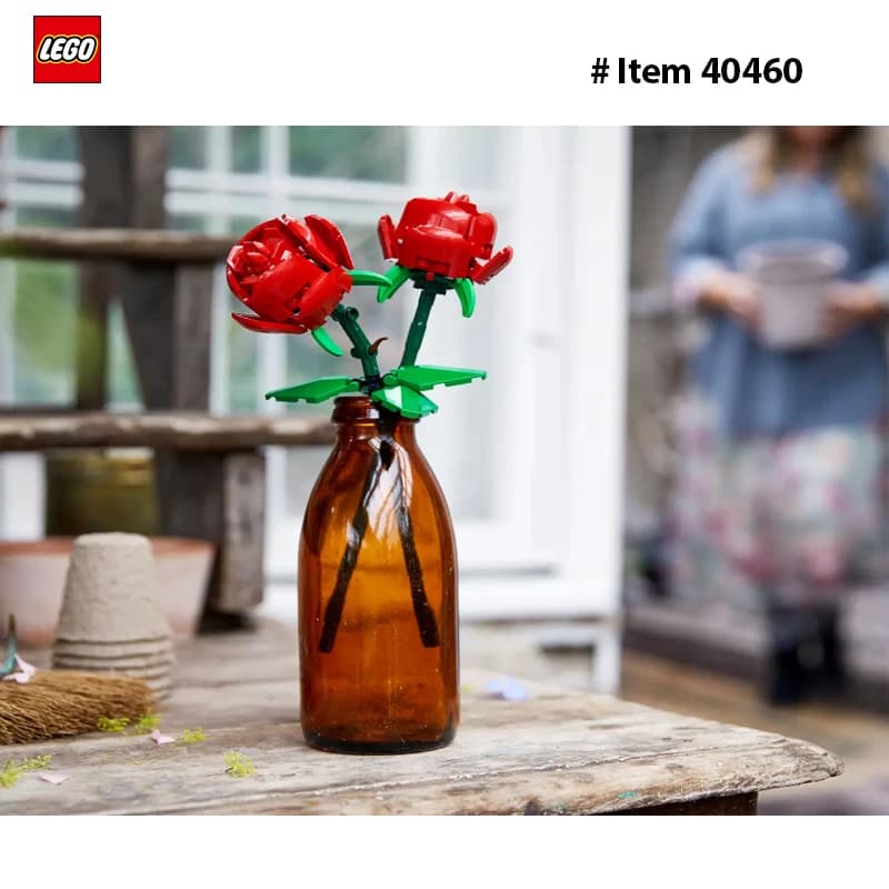LEGO 40460 Roses-filles et garçons, 8 ans et plus – Roses artificielles, fausses pour la décoration et l'exposition de la maison – Idée cadeau pour les amateurs de plantes et de fleurs
