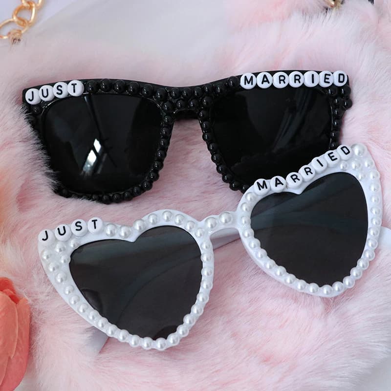 Perle Juste marié lunettes de soleil mari Femme douche nuptiale Nouveau-casé couple mariée marié M Mme piscine plage mariage Lune de miel cadeau