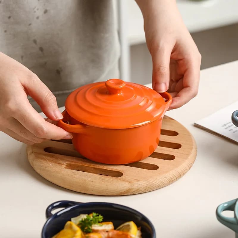 Bol Borscht léger luxe en céramique petite tasse à soupe avec couvercle double oreille ragoût pot maison nid d'oiseau