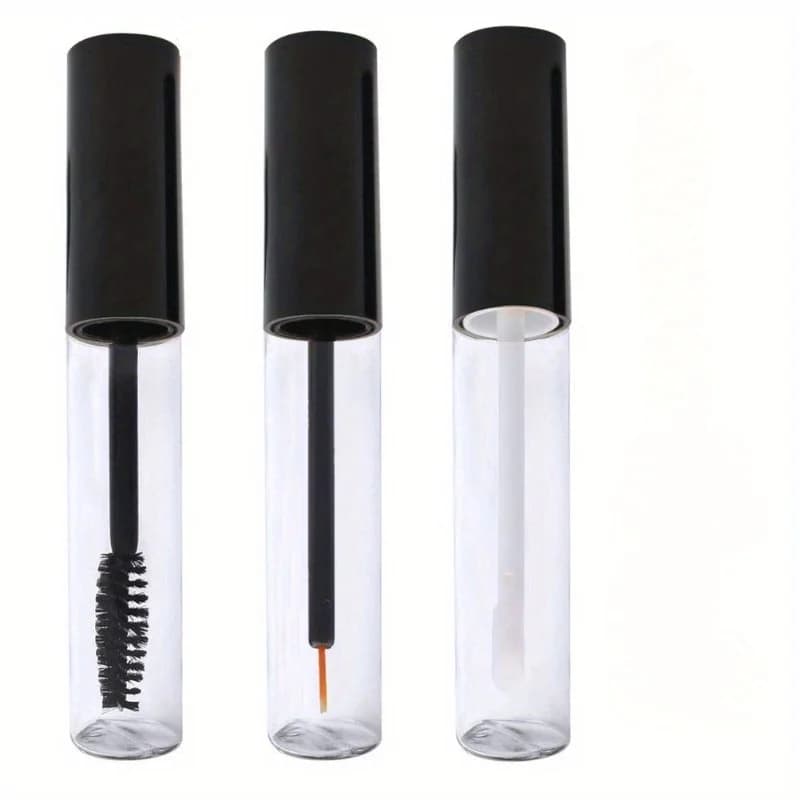 Lot de 3 tubes de mascara vides de 10 ml avec brosse à mascara, flacon distributeur universel pour huile de ricin avec 3 entonnoirs, 3 pipettes