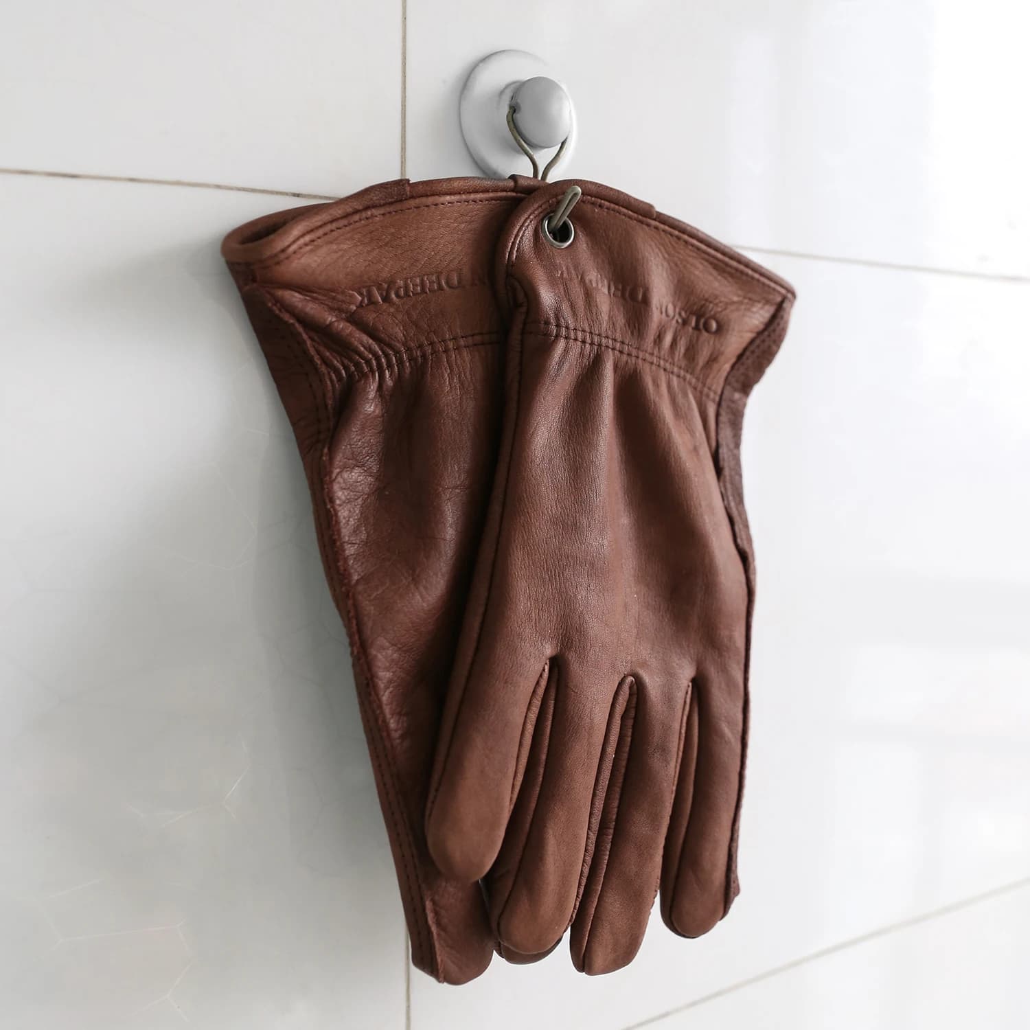Gants de travail en cuir marron pour couper/moto/ferme