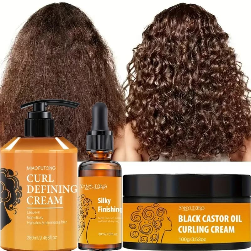 Curl Defining Cream à l'huile d'argan pour boucles ondulées, hydratant pour cheveux et brillance et élasticité profondes, 280 ml