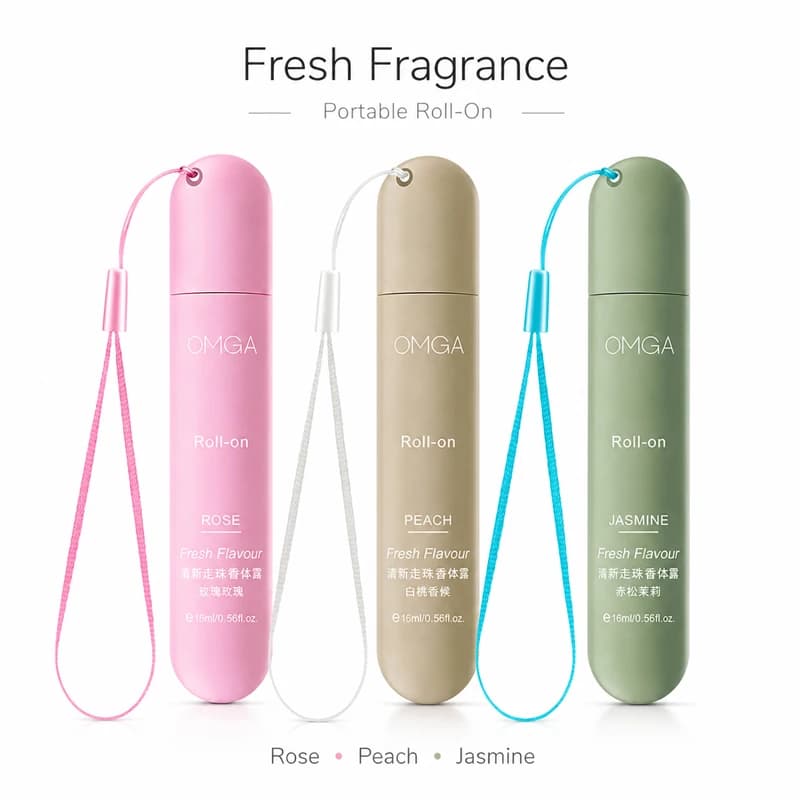 Ensemble de 3 parfums portables en roll-on 16 ml, parfum corporel frais pour femmes, format voyage, parfum longue durée, rose, pêche, jasmin