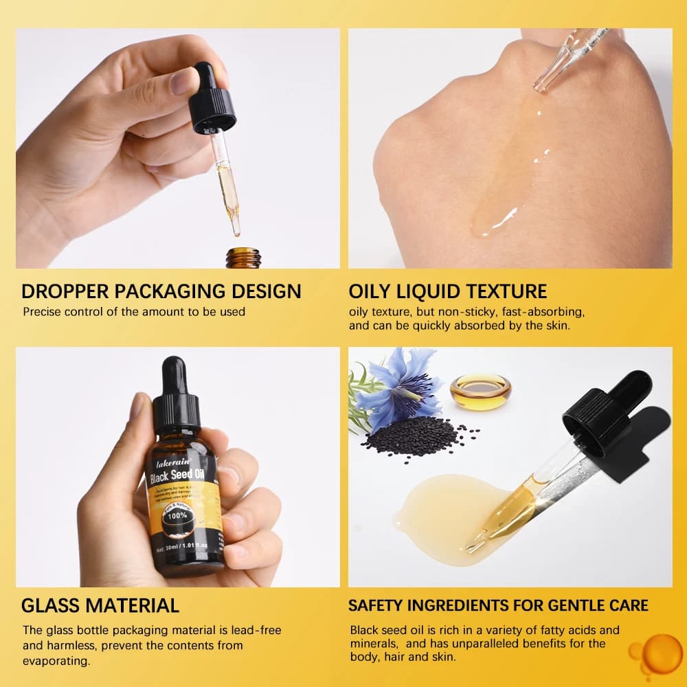 Sérum à l'huile noire naturelle pour cheveux secs et frisés