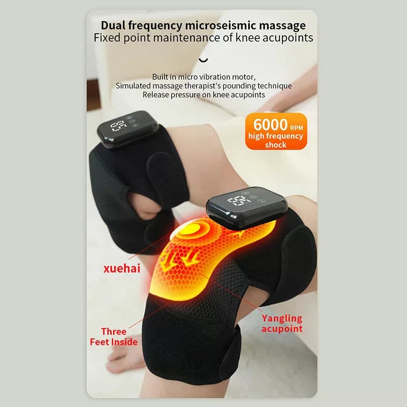 Masseur électrique de genou 3 en 1, chauffage des articulations des jambes, Vibration, attelle de coude, soulagement de l'arthrite, Fatigue, soutien du genou