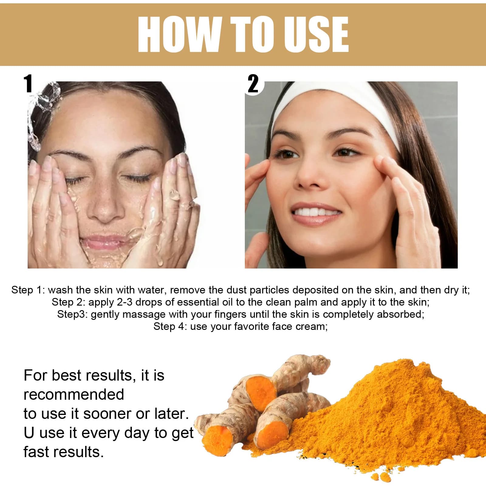 EELHOE huile de curcuma pour le visage brillant peau éclaircissante Anti oxydant supprimer les taches foncées hydratant