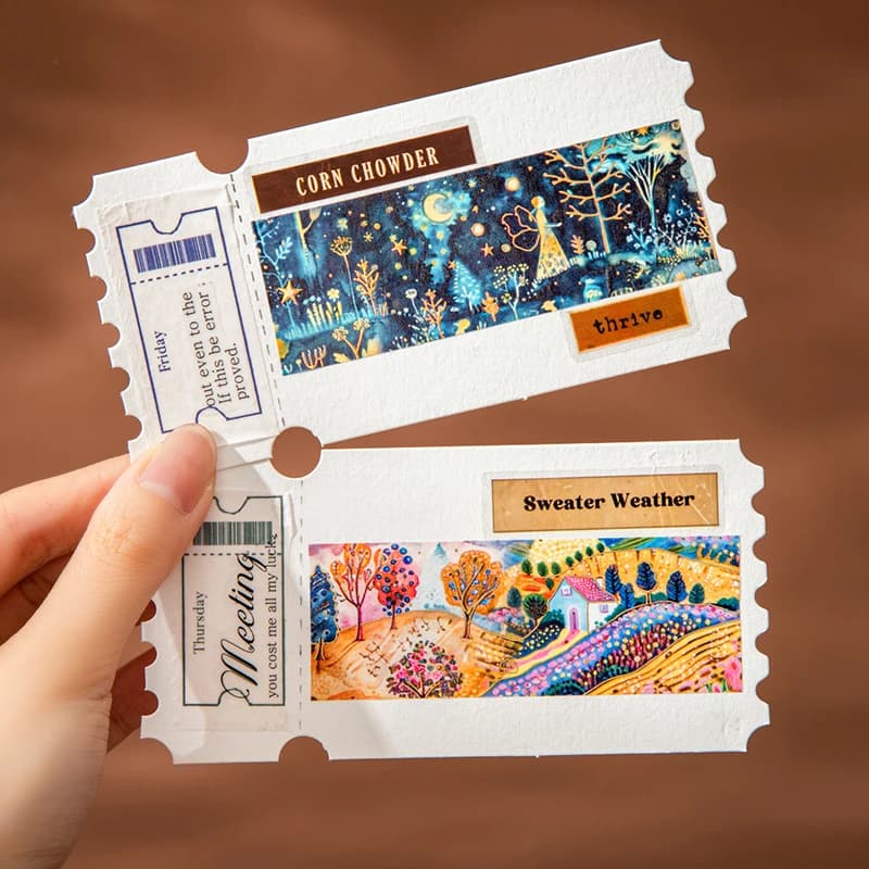 1 à 6 rouleaux de rubans adhésifs à thème artistique vintage, autocollants pour scrapbooking, matériel parfait pour le journaling, fournitures de scrapbooking DIY
