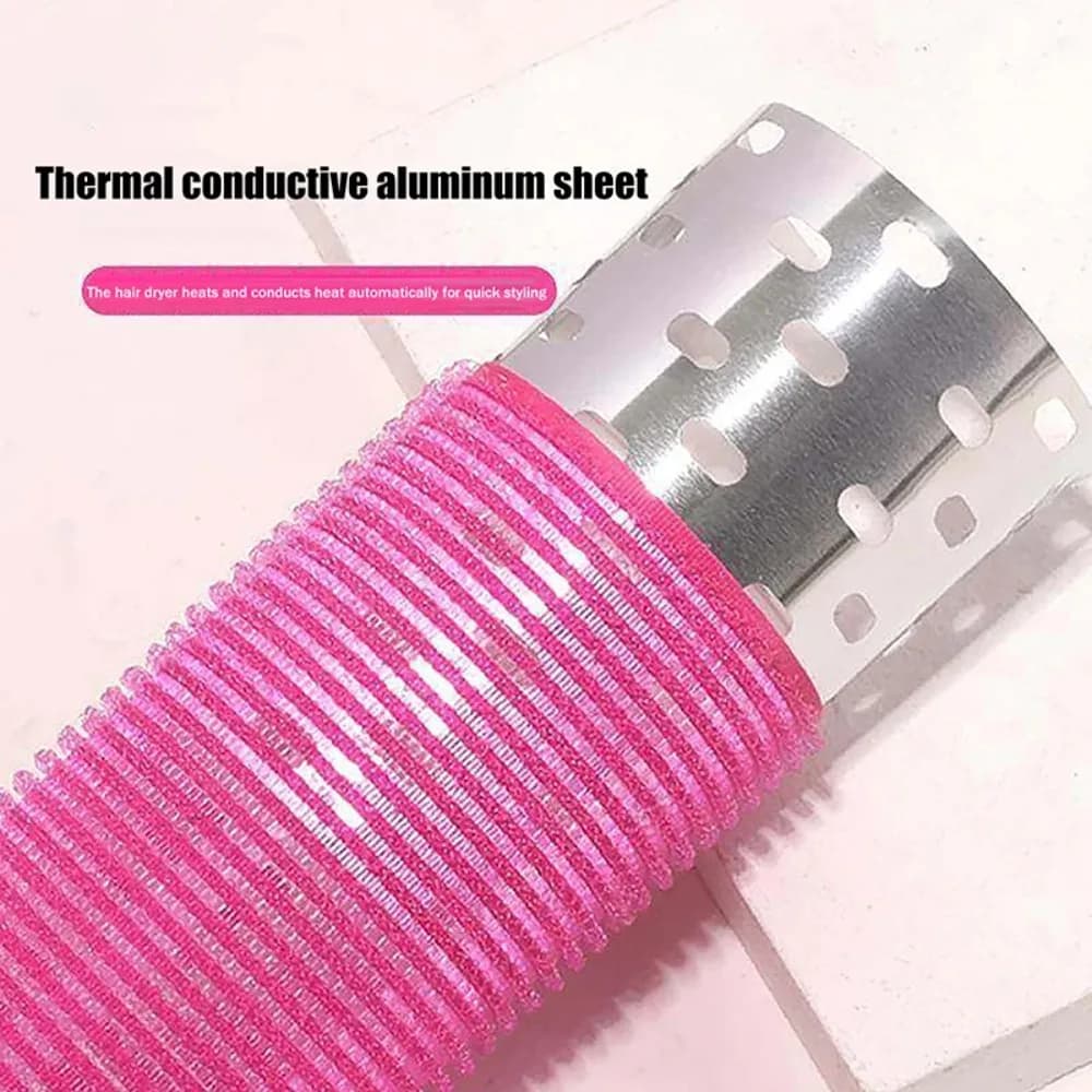 Rouleau à cheveux auto-adhésif en aluminium 6*9cm, en nylon pur, avec crochets et boucles, pour un coiffage auto-agrippant, outils de coiffage thermique pour un volume intense