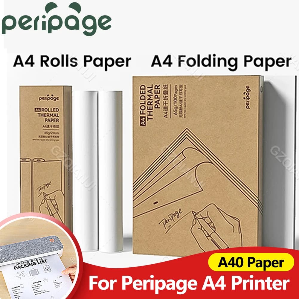 A4 rouleau de papier thermique pliable pour imprimante Peripage A40