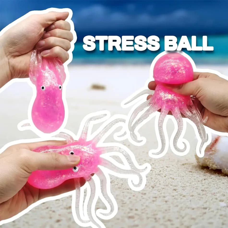 Jouet Squishy Méduse et Cube, Jouet Anti-Stress en Gel Doux à Presser, NeeDoh Sensoriel pour Enfants et Adultes