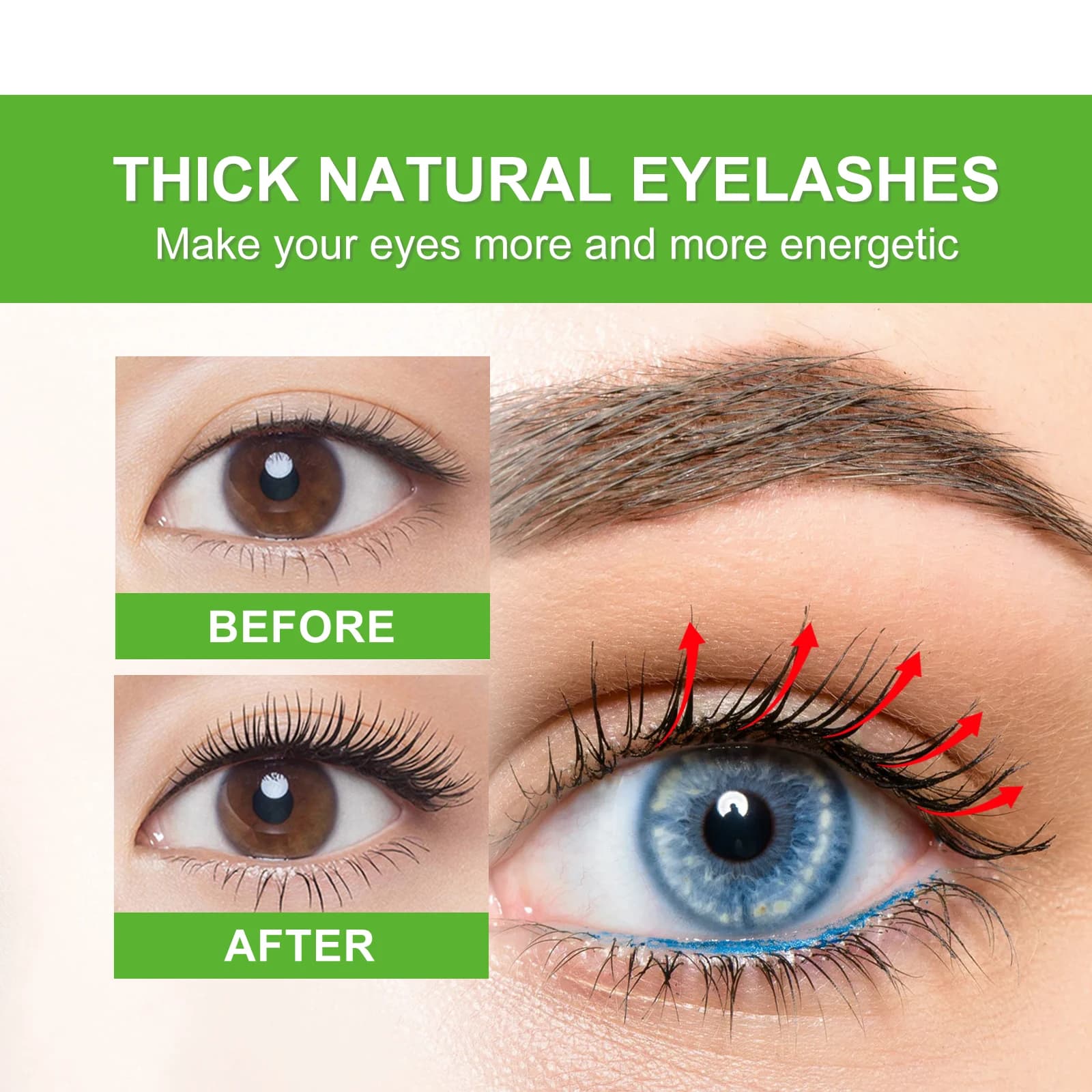 Sérum de croissance de cils à l'huile de ricin avec brosse, liquide polyvalent pour cheveux, sourcils, Essence épaisse, nourrissant et hydratant