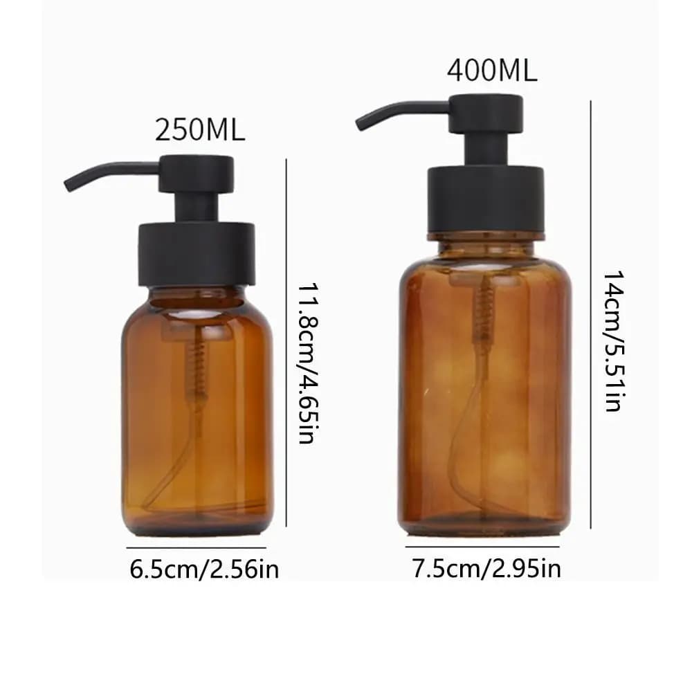 Distributeur de savon en pot de verre ambré avec pompe à mousse