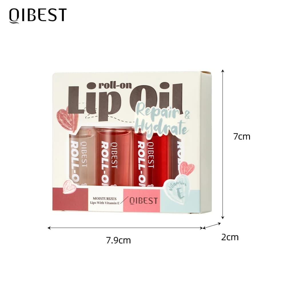 QIBEST – ensemble d'huiles pour les lèvres à perles roulantes