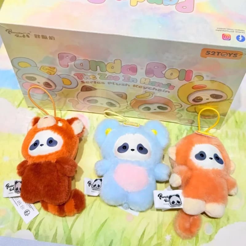 Panda Roll The Zoo In Hands Series Blind Box, figurine en vinyle et peluche de panda mignon, sac surprise, animaux Kawaii, pendentifs, décoration de sac, jouet d'anniversaire
