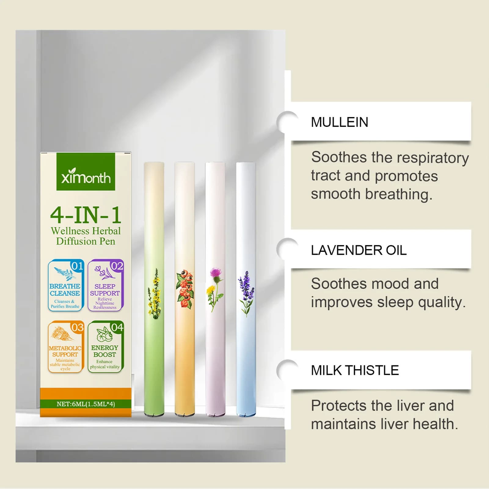 Bâtonnets de combinaison d'herbes naturelles pour diffuseur d'aromathérapie avec propriétés pour un usage quotidien