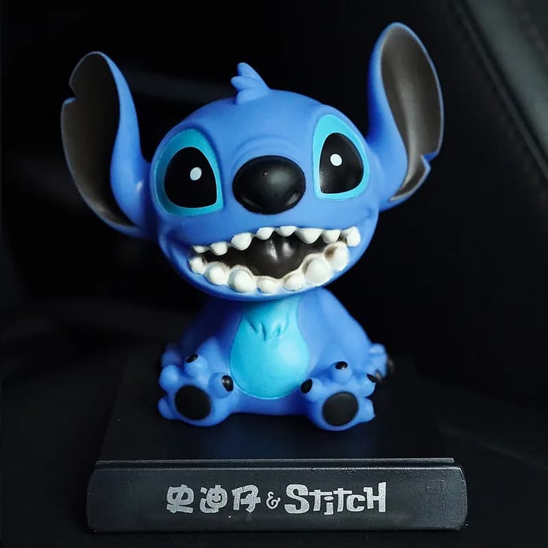 Figurine d'action Disney Lilo Stitch en PVC, poupée Bobblehead, ornements de voiture, modèle de tête secouante, jouets, accessoires de décoration intérieure automobile