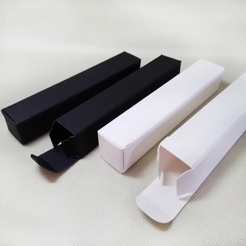 100 pièces - Boîtes cadeaux noires et blanches vierges 2x2x13cm pour échantillons de rouge à lèvres, cosmétiques, parfums, tubes fins, petites boîtes d'emballage