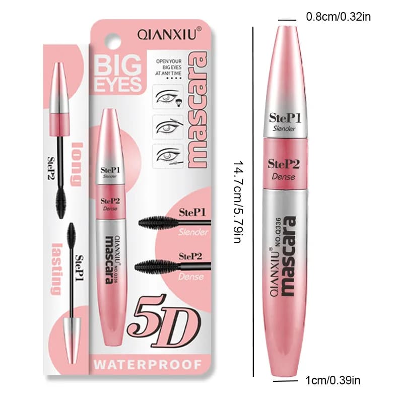 Mascara 2 en 1 imperméable longue durée, allongeant et recourbant, anti-bavures, double effet, cosmétiques de maquillage pour cils pour femmes