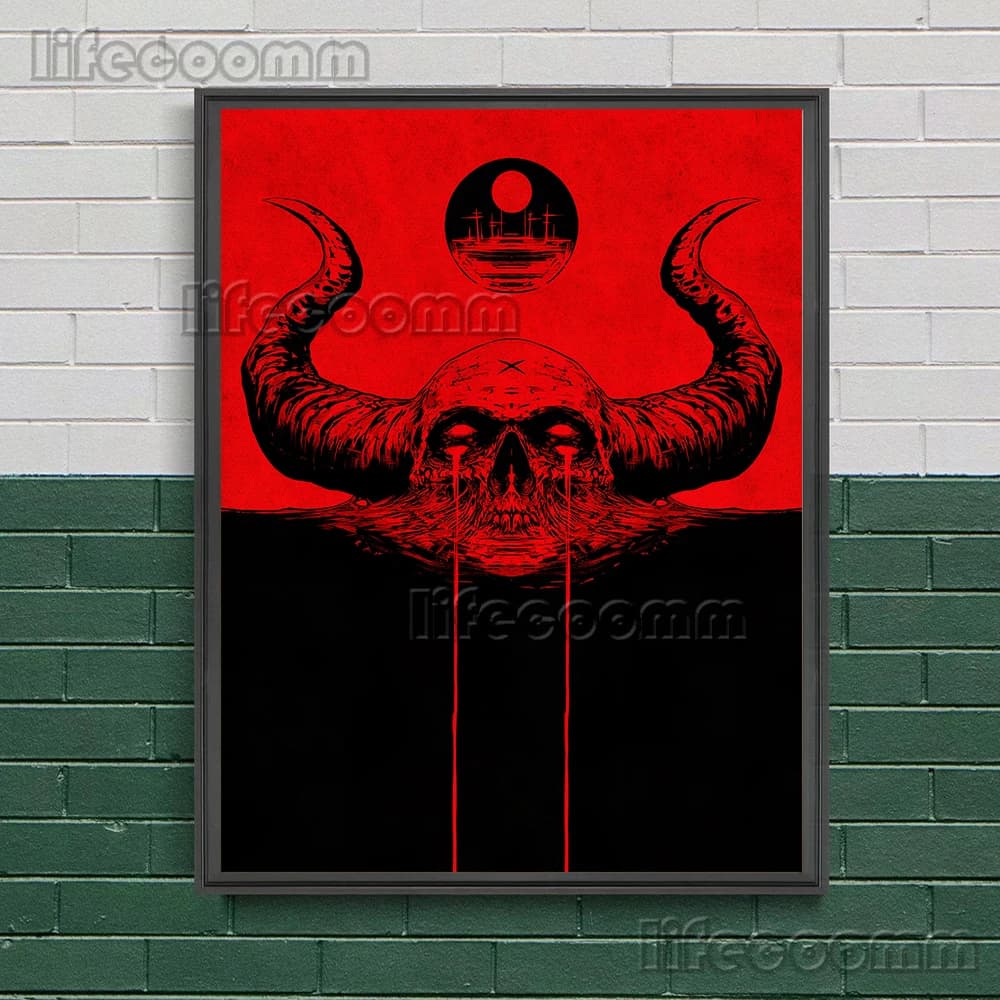 Toile d'art mural gothique le diable en pleurs, peinture abstraite païenne des sorcières, affiche d'art et décoration de maison imprimée sans cadre