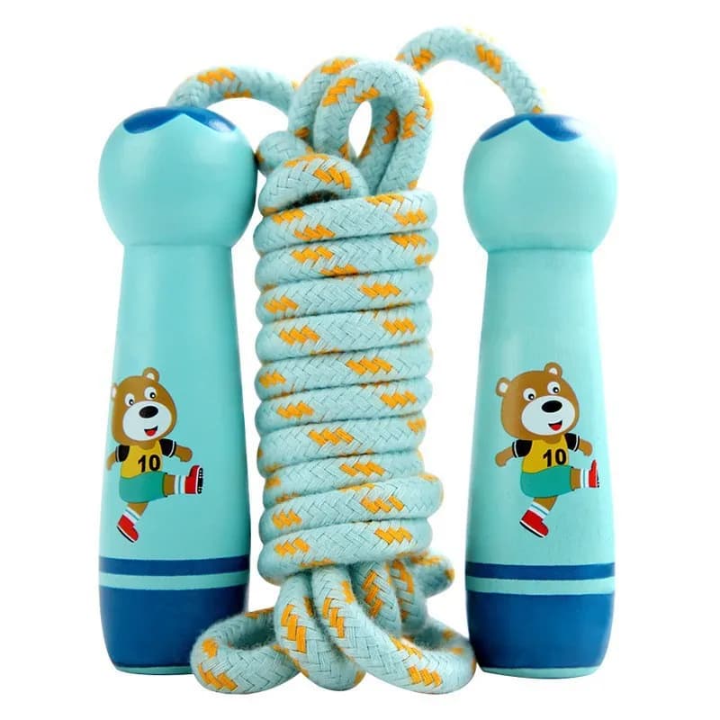 Cordes de Sport réglables en coton pour enfants, Fitness, joli dessin animé, poignée en bois naturel, conception de filet