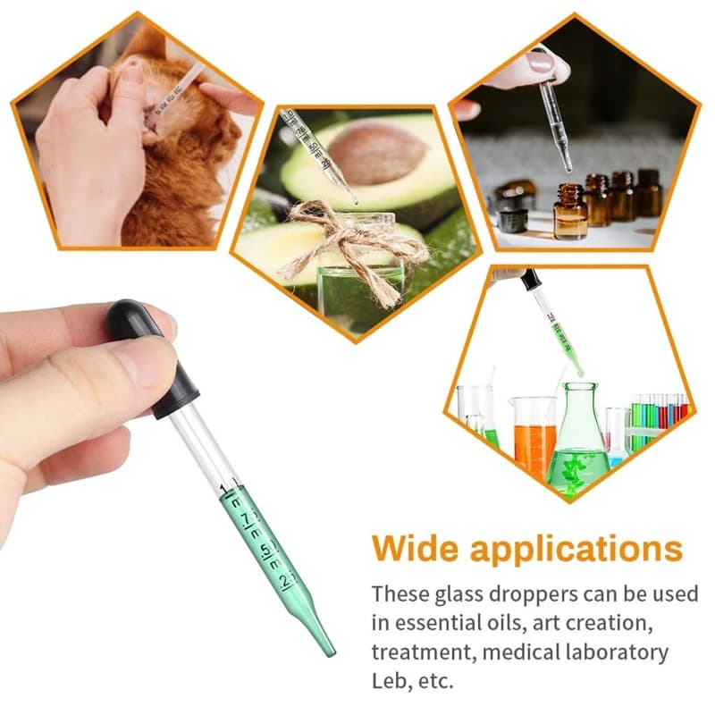 Compte-gouttes liquide en verre 1 Pipette compte-gouttes d'huile essentielle, compte-gouttes en verre pour huile plante