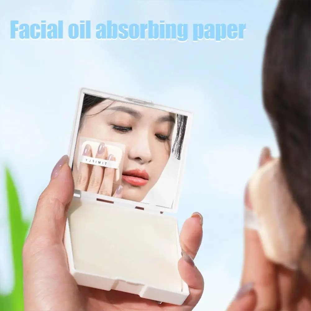 100 pièces papier absorbant l'huile Portable avec étui miroir femmes soins du visage beauté