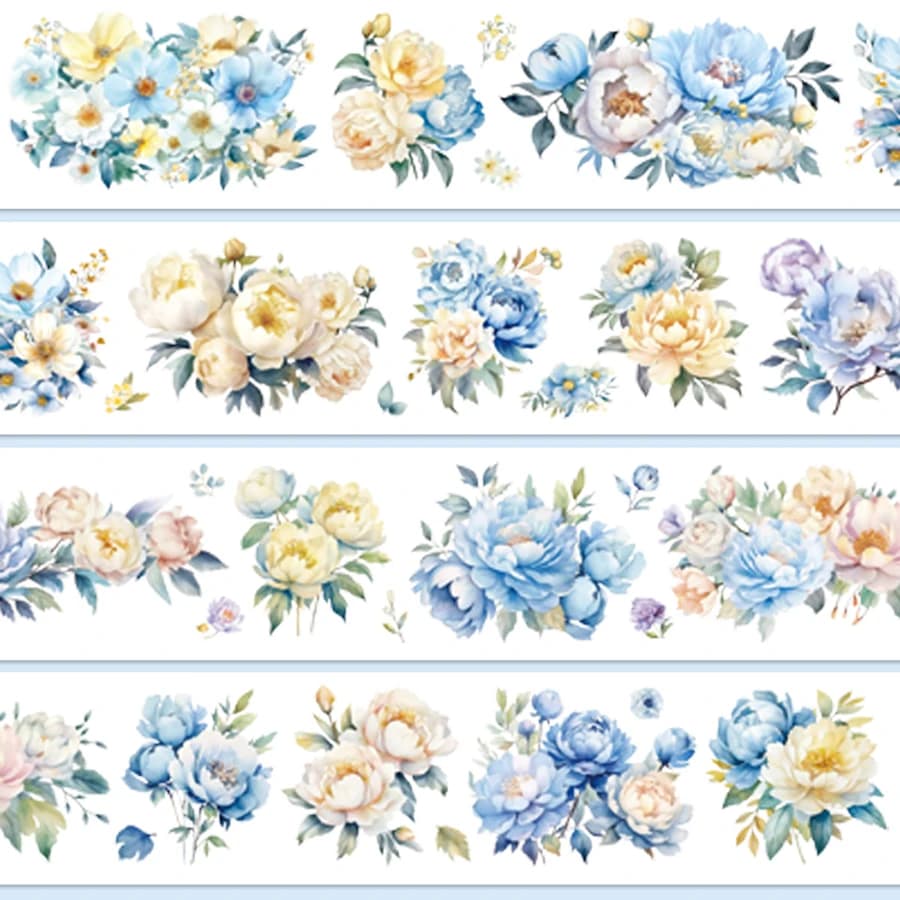 Rouleau de ruban adhésif Laser fleur bleue PET