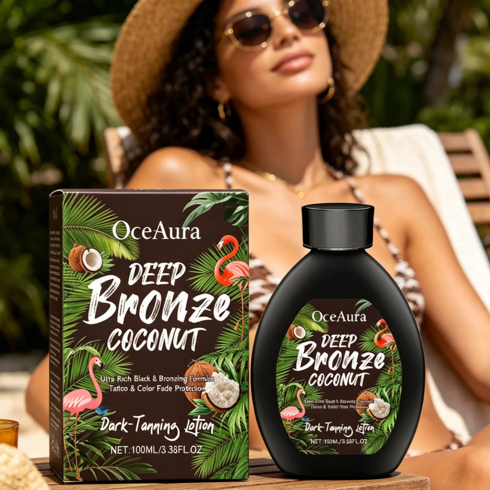 Crème bronzante à la noix de coco OceAura, bronzage intense, peau éclatante, lissage de la peau, uniformisation du teint, hydratation intense, lotion bronzante naturelle 100 ml