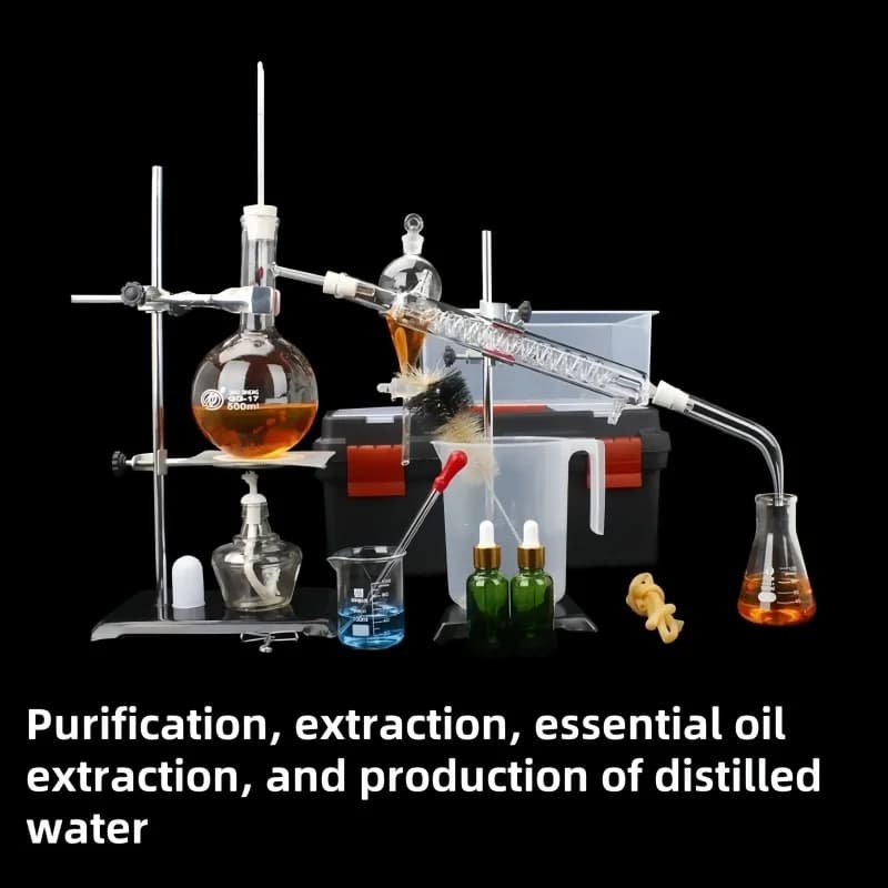 Équipement de distillation complet 100ml--1000ml, Extraction d'huile essentielle et Production d'eau distillée, laboratoire chimique, Borosilica