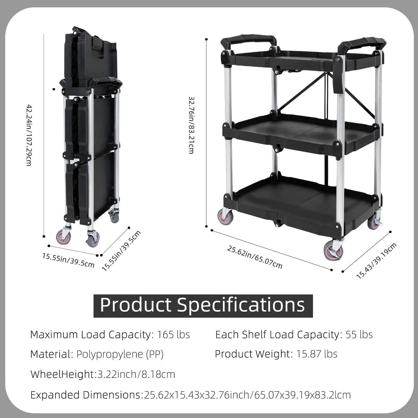 Chariots de service pliables avec roues