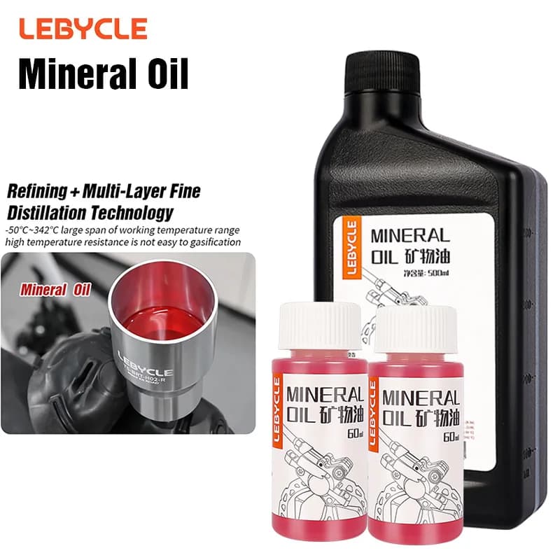 LEBYCLE huile minérale de frein de vélo 60ML DOT huile de frein hydraulique 60ML pour systèmes de freinage hydraulique de vélo Shimanod MGUARA Tektro
