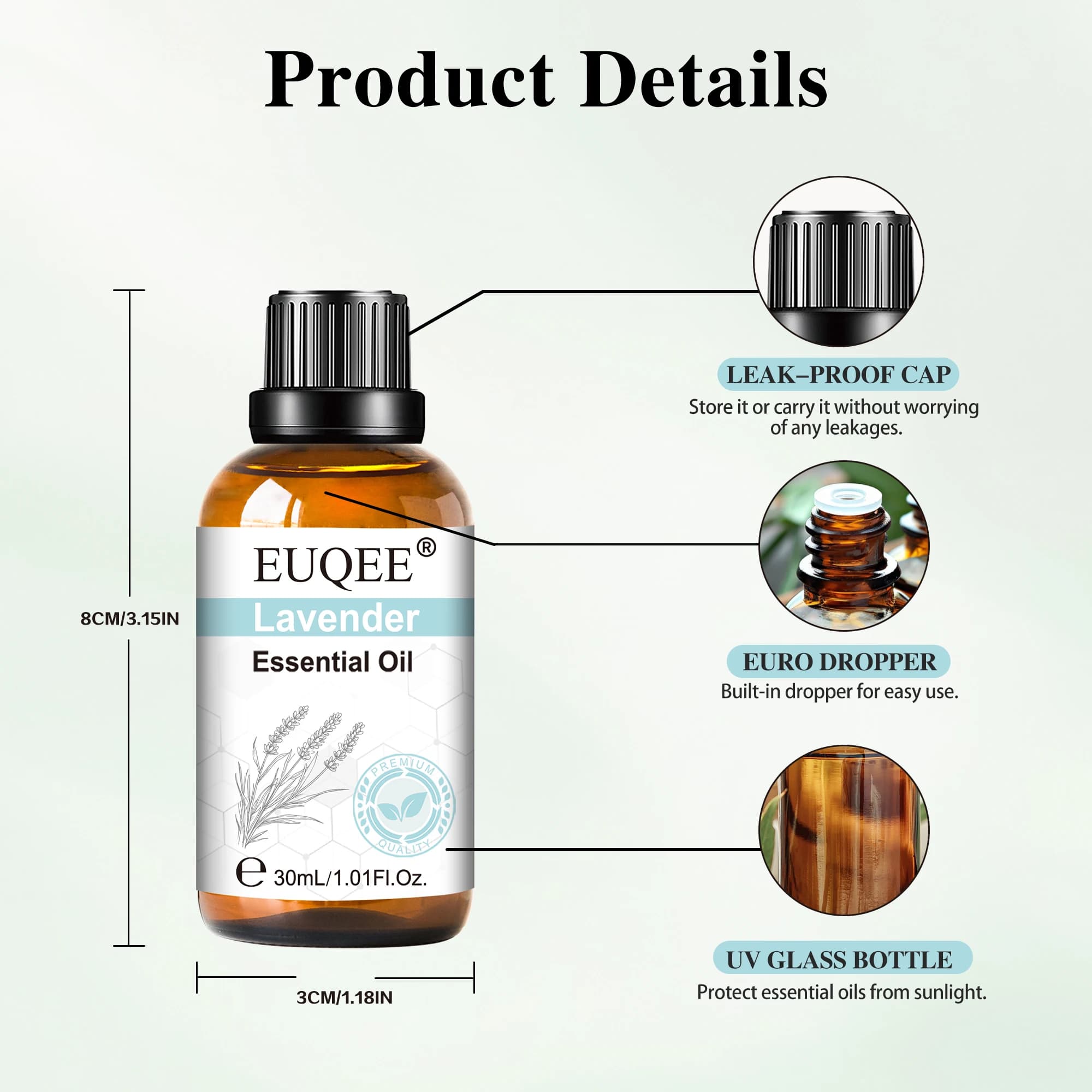 EUQEE 30ml huile essentielle d'aromathérapie à la lavande bois de santal Eucalyptus menthe poivrée citronnelle vanille cannelle Reed diffuseur huiles