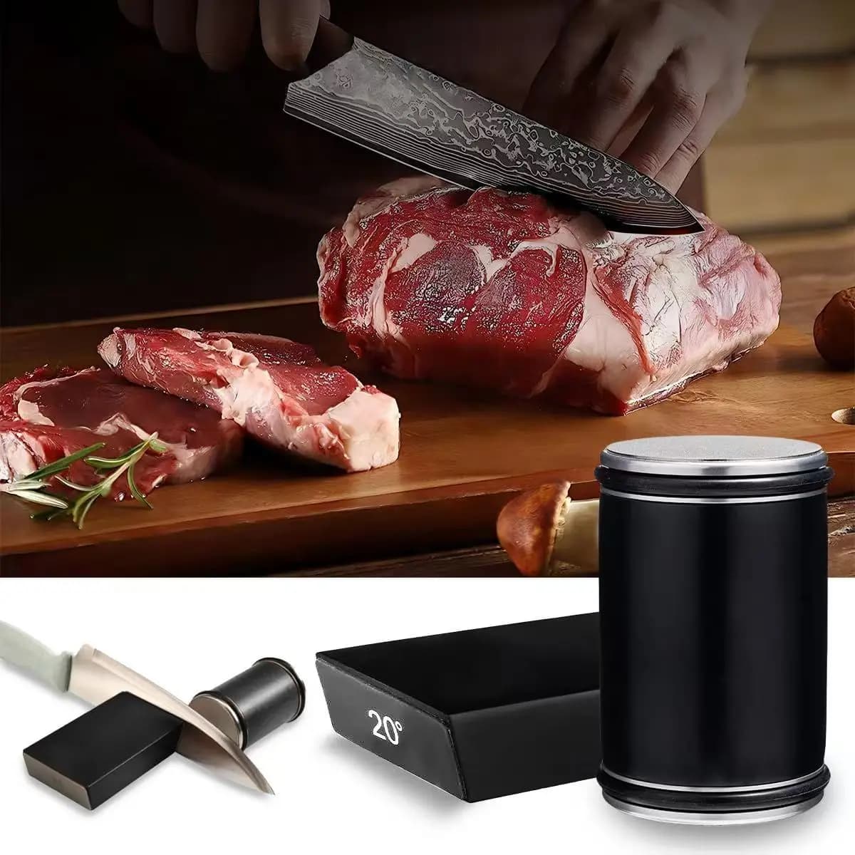 Aiguiseur de couteaux à roulettes, porte-couteau magnétique, Pierre à aiguiser diamantée 15 & 20 Aiguisage à rouleaux résistants pour la cuisine, Outil opaque