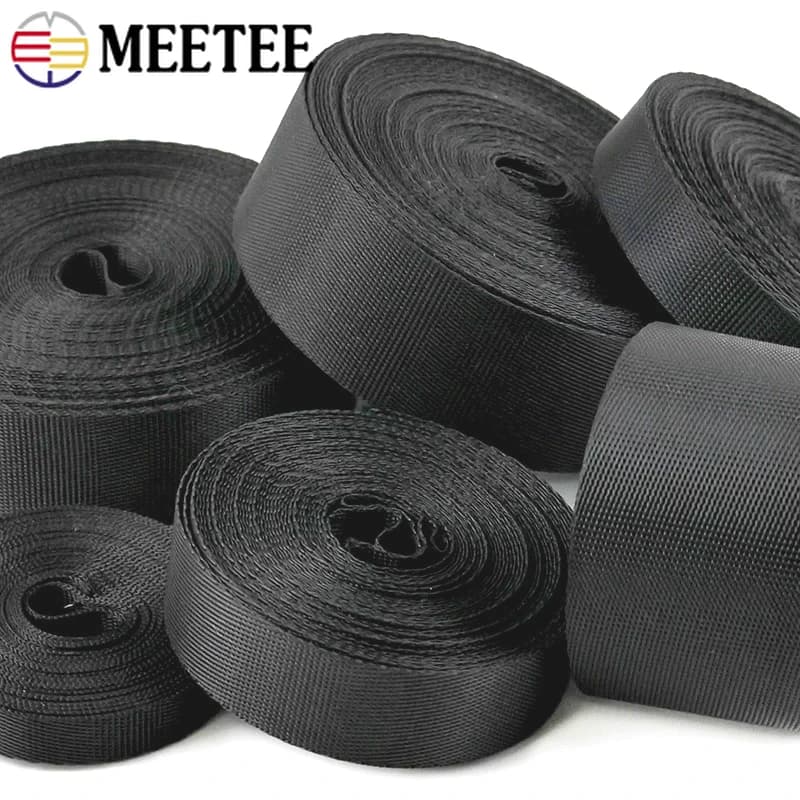 1 rouleau = 42 mètres, ruban en nylon noir de 10 à 100 mm, ruban en polyester pour sangle de sac, ruban décoratif pour sac à dos, couture DIY
