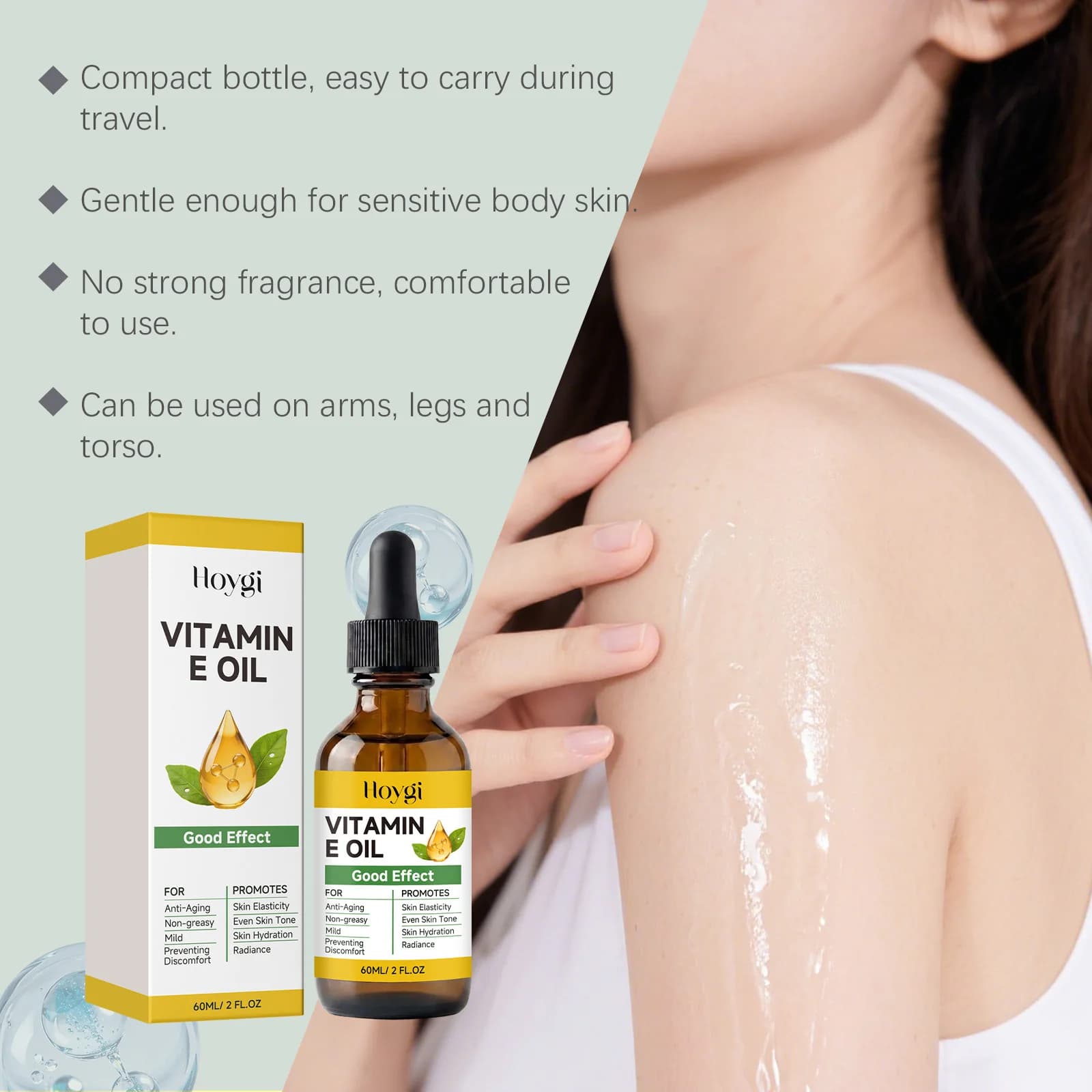 Huile de vitamine E hydratante et raffermissante, améliore la douceur de la peau, éclaircit le teint, huile hydratante pour le visage, le corps, les mains, les ongles et les cheveux