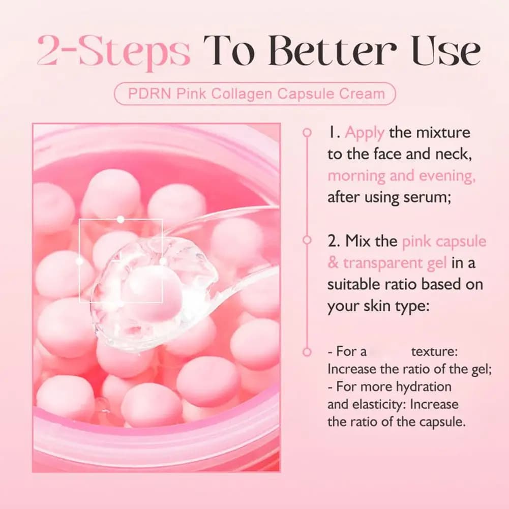 Crème de capsules de collagène rose 5% Niacinamide collagène hydrolysé crème de gelée hydratante en profondeur hydratant dodu, soin nourrissant pour la peau
