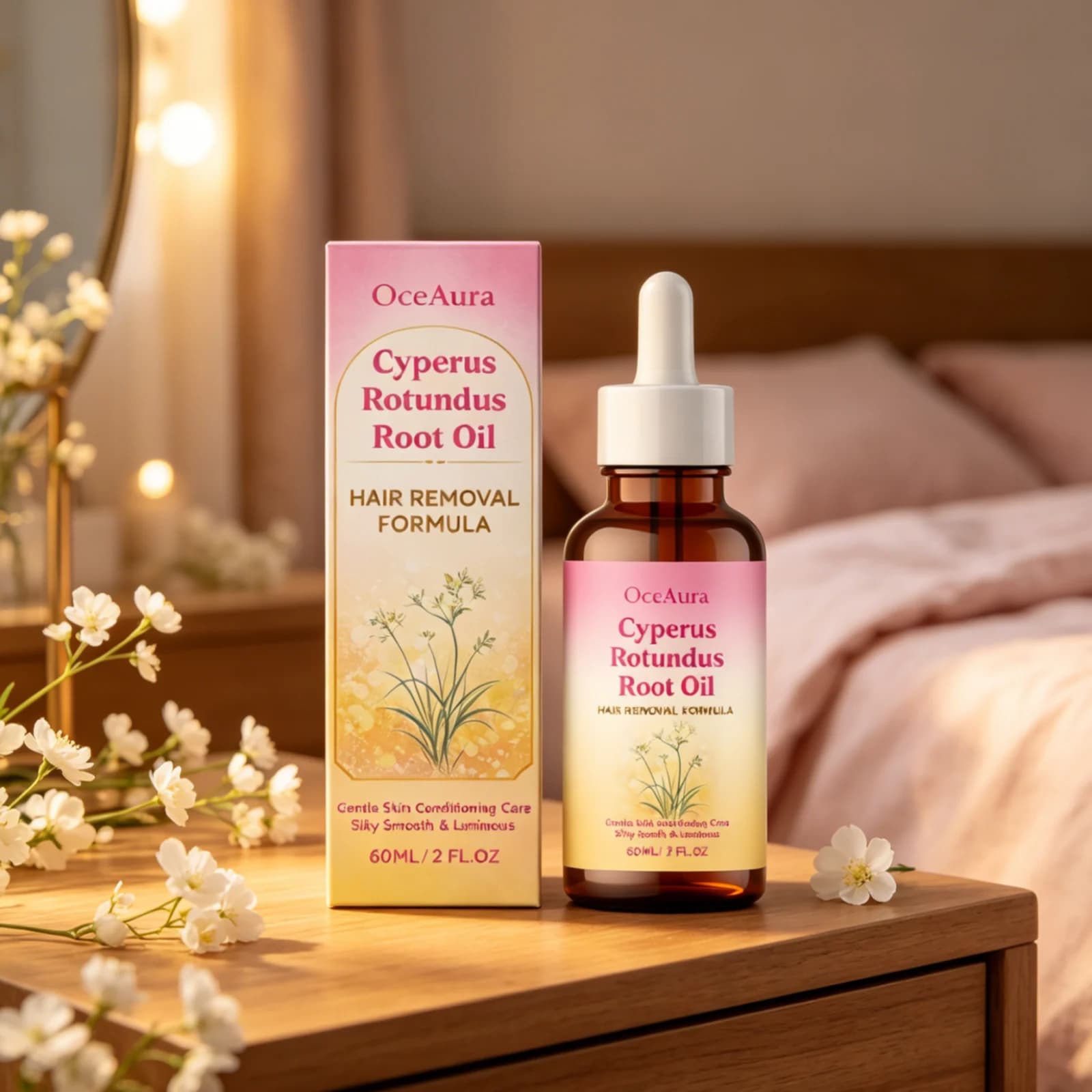 Huile Dépilatoire OceAura Cyperus Rotundus Hydratante Réparatrice Apaisante Irritations Légère Naturelle Post-Épilation